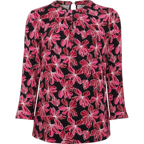 Hobbs of London Julia Floral Printed Top - Red/Pink/Black - L - Picture 2 of 12